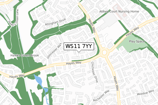 WS11 7YY map - large scale - OS Open Zoomstack (Ordnance Survey)