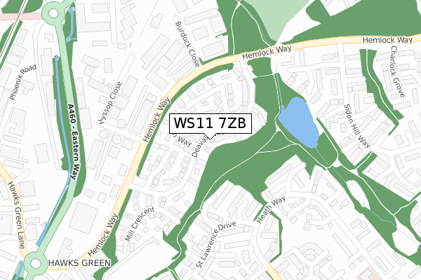 WS11 7ZB map - large scale - OS Open Zoomstack (Ordnance Survey)