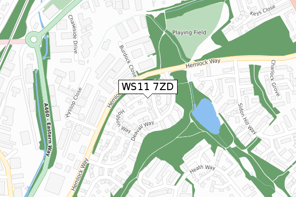 WS11 7ZD map - large scale - OS Open Zoomstack (Ordnance Survey)