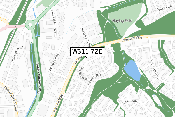 WS11 7ZE map - large scale - OS Open Zoomstack (Ordnance Survey)
