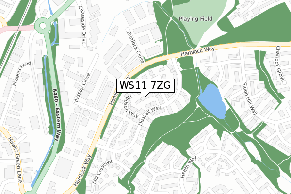 WS11 7ZG map - large scale - OS Open Zoomstack (Ordnance Survey)