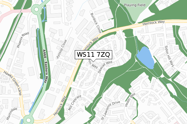 WS11 7ZQ map - large scale - OS Open Zoomstack (Ordnance Survey)