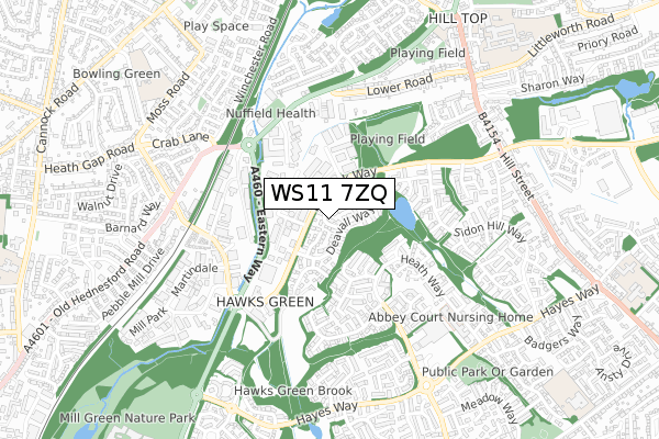 WS11 7ZQ map - small scale - OS Open Zoomstack (Ordnance Survey)