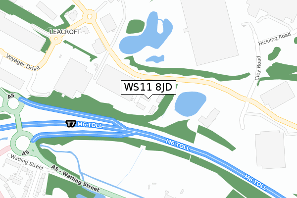 WS11 8JD map - large scale - OS Open Zoomstack (Ordnance Survey)