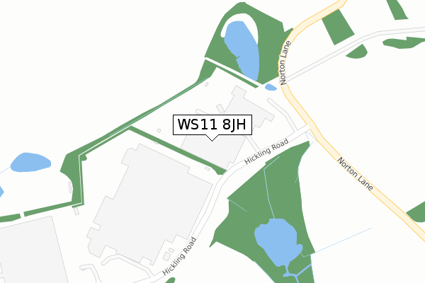 WS11 8JH map - large scale - OS Open Zoomstack (Ordnance Survey)