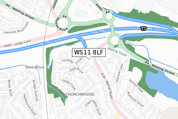 WS11 8LF map - large scale - OS Open Zoomstack (Ordnance Survey)