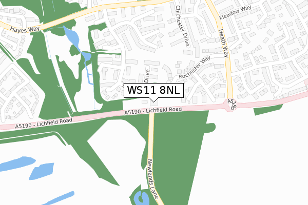 WS11 8NL map - large scale - OS Open Zoomstack (Ordnance Survey)