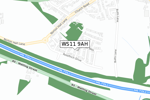 WS11 9AH map - large scale - OS Open Zoomstack (Ordnance Survey) WS11 9AH map - large scale - OS Open Zoomstack (Ordnance Survey)