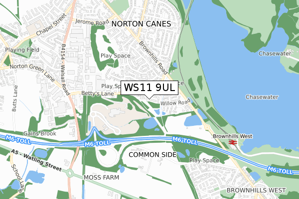 WS11 9UL map - small scale - OS Open Zoomstack (Ordnance Survey)