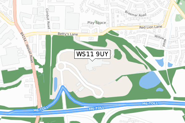 WS11 9UY map - large scale - OS Open Zoomstack (Ordnance Survey)