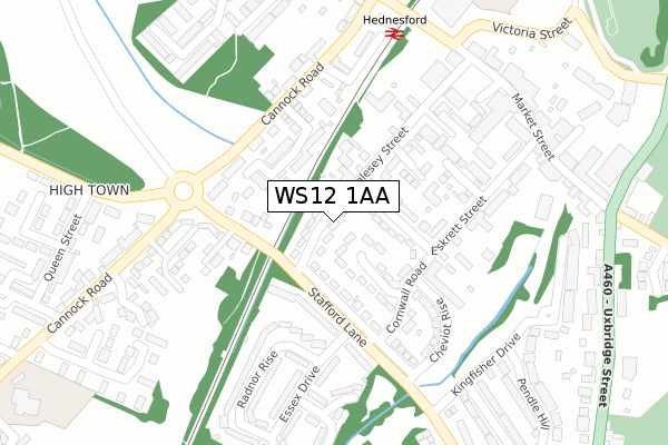 WS12 1AA map - large scale - OS Open Zoomstack (Ordnance Survey)