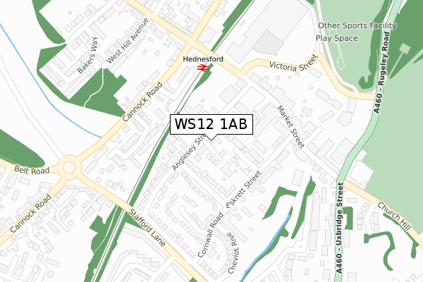 WS12 1AB map - large scale - OS Open Zoomstack (Ordnance Survey)