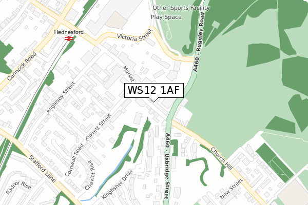 WS12 1AF map - large scale - OS Open Zoomstack (Ordnance Survey)