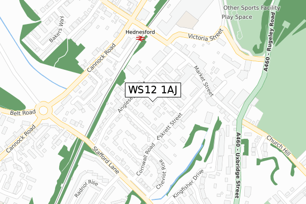 WS12 1AJ map - large scale - OS Open Zoomstack (Ordnance Survey) WS12 1AJ map - large scale - OS Open Zoomstack (Ordnance Survey)