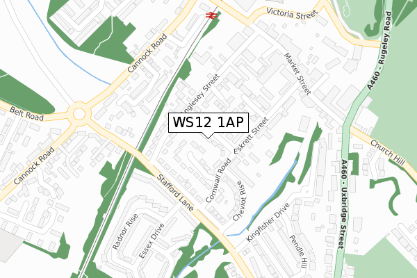 WS12 1AP map - large scale - OS Open Zoomstack (Ordnance Survey)