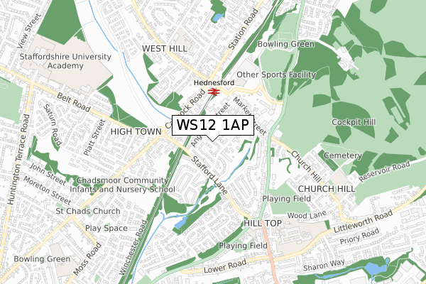 WS12 1AP map - small scale - OS Open Zoomstack (Ordnance Survey)