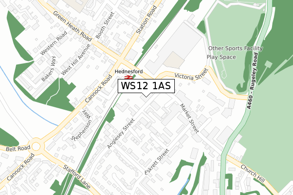 WS12 1AS map - large scale - OS Open Zoomstack (Ordnance Survey)