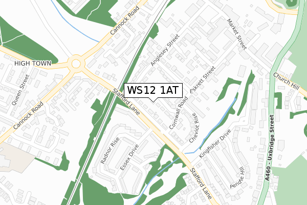WS12 1AT map - large scale - OS Open Zoomstack (Ordnance Survey)