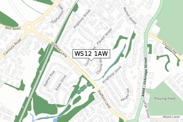 WS12 1AW map - large scale - OS Open Zoomstack (Ordnance Survey)