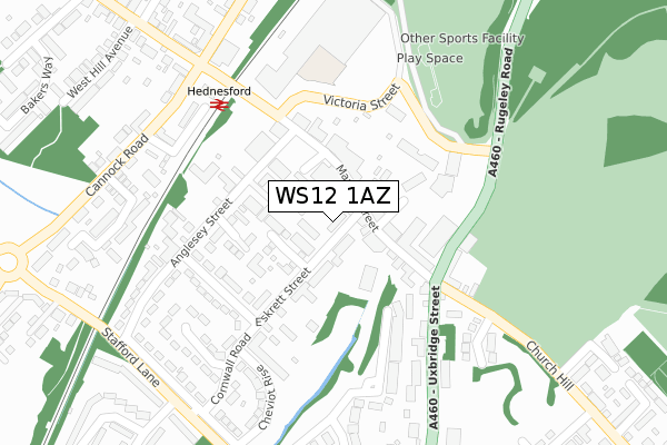 WS12 1AZ map - large scale - OS Open Zoomstack (Ordnance Survey)