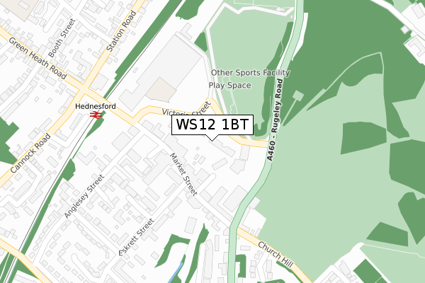 WS12 1BT map - large scale - OS Open Zoomstack (Ordnance Survey)