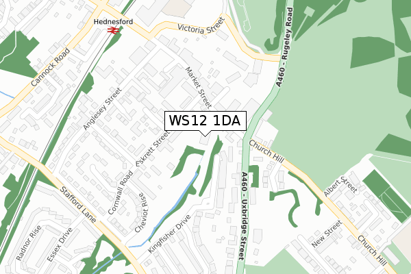 WS12 1DA map - large scale - OS Open Zoomstack (Ordnance Survey)