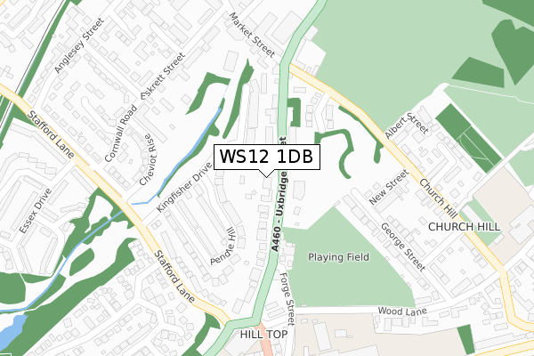 WS12 1DB map - large scale - OS Open Zoomstack (Ordnance Survey)