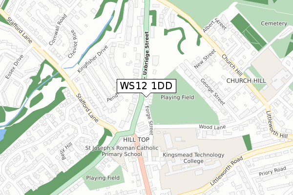 WS12 1DD map - large scale - OS Open Zoomstack (Ordnance Survey) WS12 1DD map - large scale - OS Open Zoomstack (Ordnance Survey)