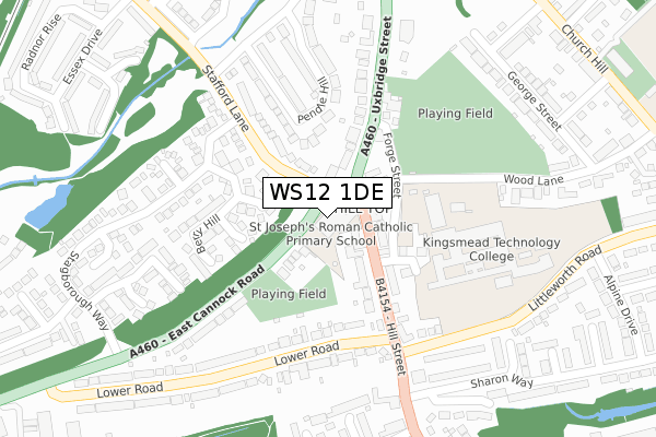WS12 1DE map - large scale - OS Open Zoomstack (Ordnance Survey)
