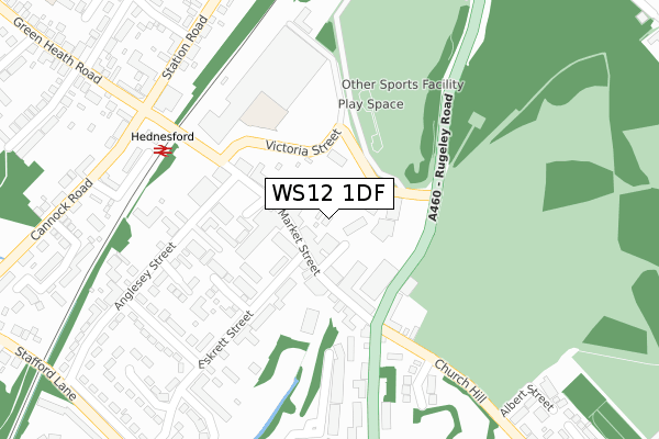 WS12 1DF map - large scale - OS Open Zoomstack (Ordnance Survey)