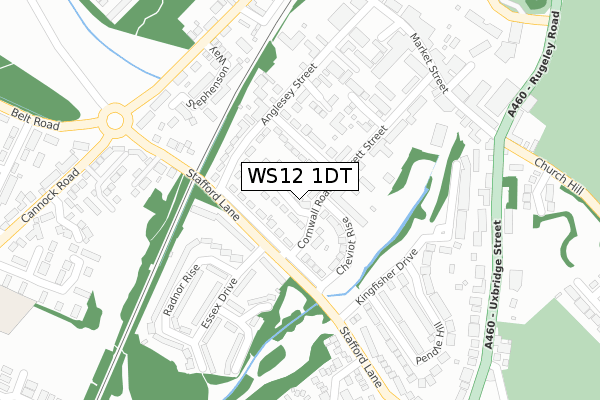 WS12 1DT map - large scale - OS Open Zoomstack (Ordnance Survey) WS12 1DT map - large scale - OS Open Zoomstack (Ordnance Survey)