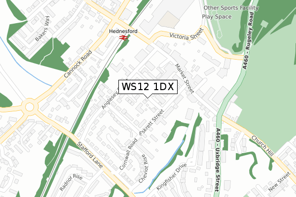 WS12 1DX map - large scale - OS Open Zoomstack (Ordnance Survey) WS12 1DX map - large scale - OS Open Zoomstack (Ordnance Survey)