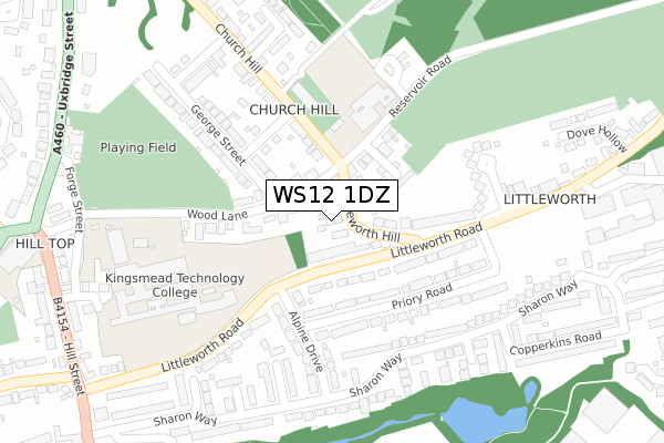 WS12 1DZ map - large scale - OS Open Zoomstack (Ordnance Survey) WS12 1DZ map - large scale - OS Open Zoomstack (Ordnance Survey)