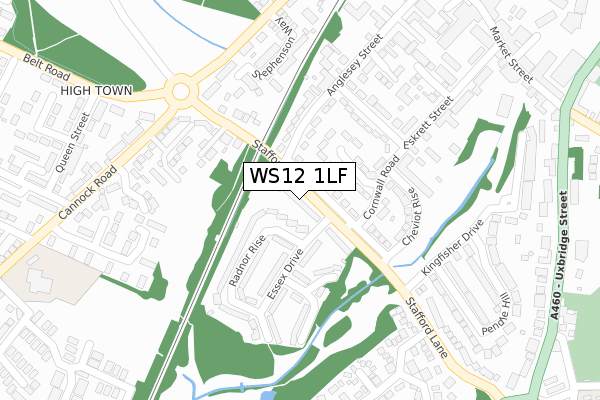 WS12 1LF map - large scale - OS Open Zoomstack (Ordnance Survey)