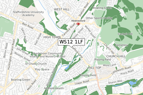 WS12 1LF map - small scale - OS Open Zoomstack (Ordnance Survey)