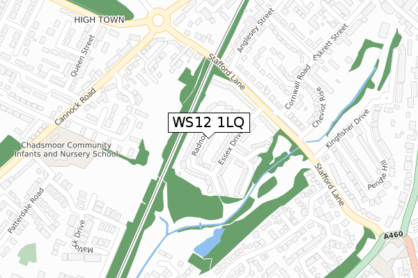 WS12 1LQ map - large scale - OS Open Zoomstack (Ordnance Survey)