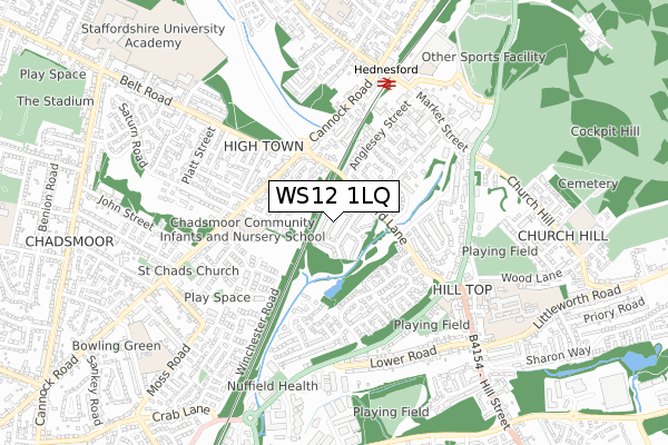 WS12 1LQ map - small scale - OS Open Zoomstack (Ordnance Survey)