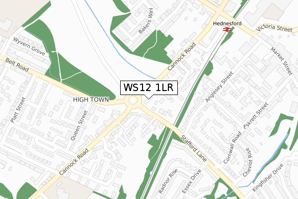 WS12 1LR map - large scale - OS Open Zoomstack (Ordnance Survey)