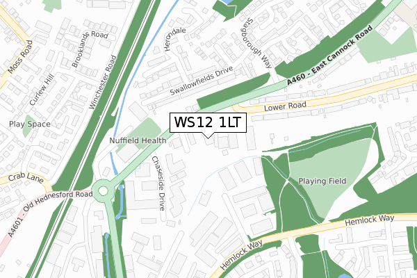 WS12 1LT map - large scale - OS Open Zoomstack (Ordnance Survey)