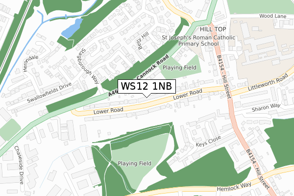 WS12 1NB map - large scale - OS Open Zoomstack (Ordnance Survey)