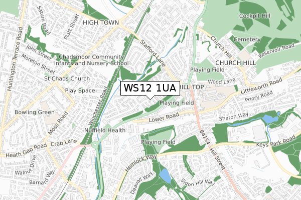 WS12 1UA map - small scale - OS Open Zoomstack (Ordnance Survey)