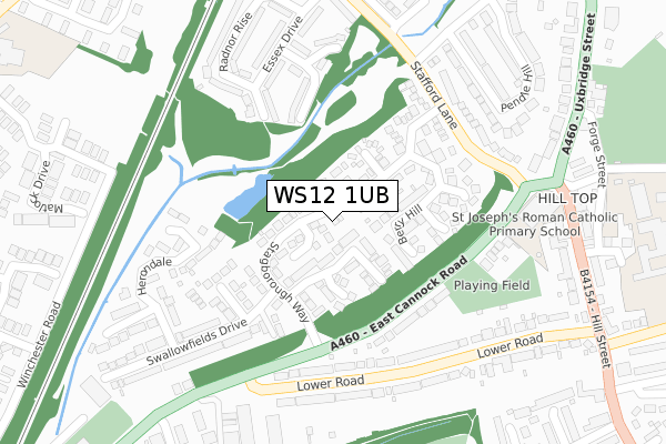 WS12 1UB map - large scale - OS Open Zoomstack (Ordnance Survey)