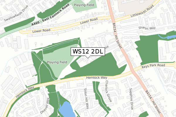 WS12 2DL map - large scale - OS Open Zoomstack (Ordnance Survey)