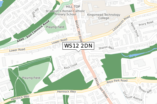 WS12 2DN map - large scale - OS Open Zoomstack (Ordnance Survey)