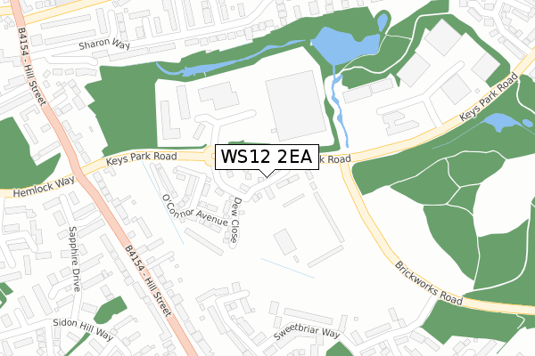 WS12 2EA map - large scale - OS Open Zoomstack (Ordnance Survey)