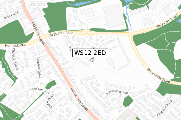 WS12 2ED map - large scale - OS Open Zoomstack (Ordnance Survey)