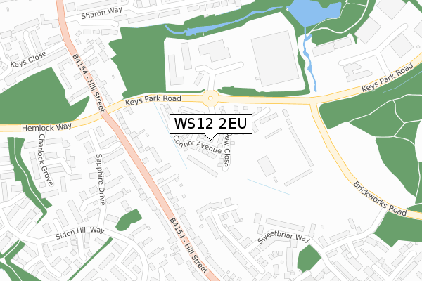 WS12 2EU map - large scale - OS Open Zoomstack (Ordnance Survey)