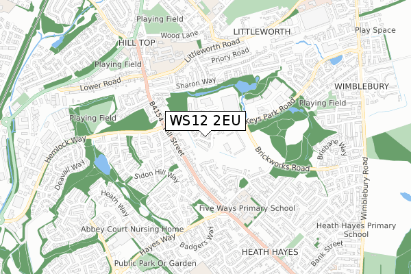 WS12 2EU map - small scale - OS Open Zoomstack (Ordnance Survey)