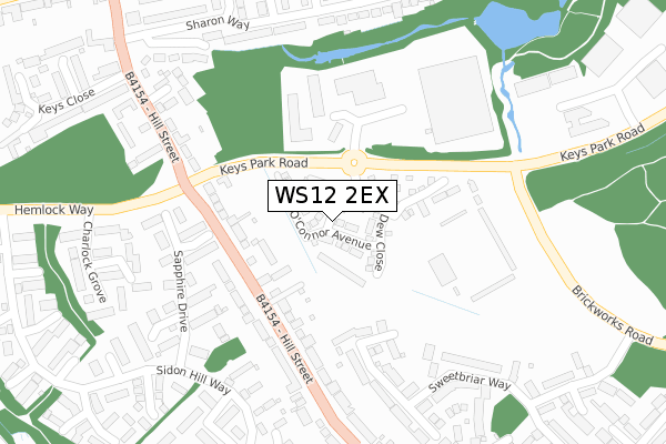WS12 2EX map - large scale - OS Open Zoomstack (Ordnance Survey)