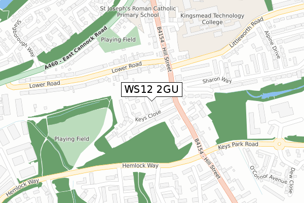 WS12 2GU map - large scale - OS Open Zoomstack (Ordnance Survey)